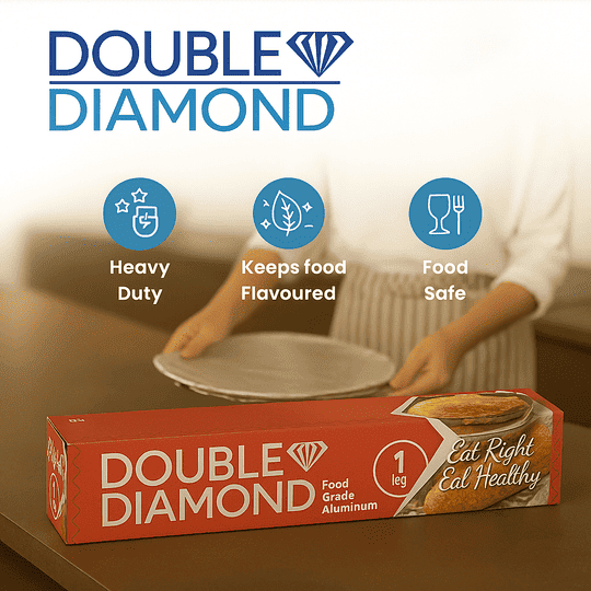 DOUBLE DIAMOND Aluminium Foil Roll for Kitchen, Food Grade, 1 kg