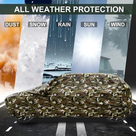 Mockhe Tata Indica Car Cover with Mirror Pocket and Soft Cotton Lining,Waterproof Tata Indica Car Body Cover, Army Print