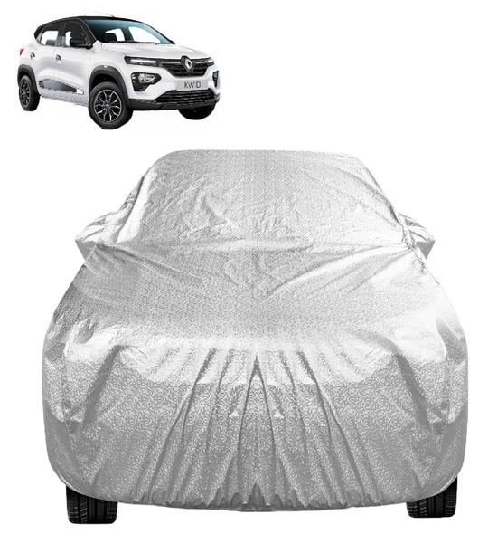 MOCKHE Waterproof Car Cover Compatible with Renault KWID with with Mirror Pocket, Soft Cotton Lining, Waterproof KWID Car Cover- Metallic Silver