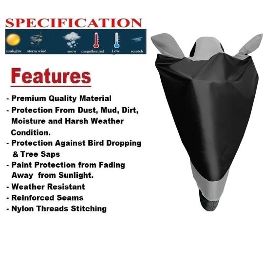 Mockhe Bike Body Cover for TVS Radeon , Dustproof UV Protection water resistant Custom Fit Cover-(Black-Silver )