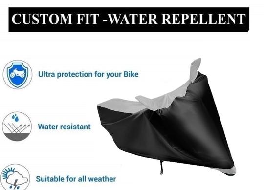 Mockhe Bike Body Cover for TVS Radeon , Dustproof UV Protection water resistant Custom Fit Cover-(Black-Silver )