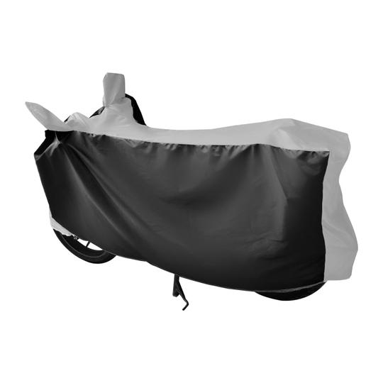 Mockhe Bike Body Cover for TVS Radeon , Dustproof UV Protection water resistant Custom Fit Cover-(Black-Silver )