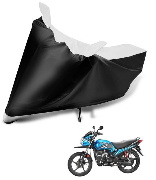 Mockhe Bike Body Cover for Hero Passion Pro TR , Dustproof UV Protection water resistant Custom Fit Cover-(Black-White )