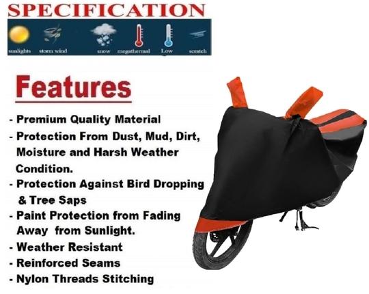 Mockhe Bike Cover for Honda Activa 4G , Dustproof UV Protection water resistant Custom Fit Cover-(Black-Orange )