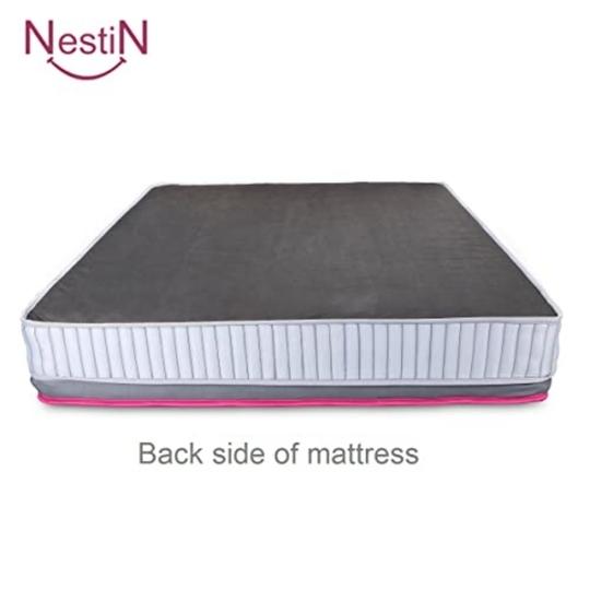 NestiN Grey Pocket Spring Orthopedic Mattress with Memory Foam for Comfort Sleep and Back Support Single Size-6x42x75 Inches
