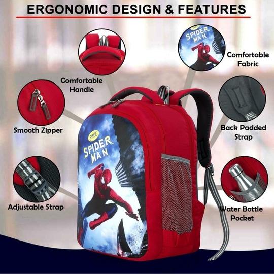 BAYO Spiderman 35 L 47cm For 1st/2nd/3rd/4th & 5th class school Bag Boys/Girls Waterproof School Bag (Red, 35 L)