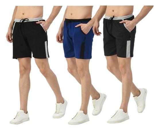 IndiWeaves Mens Cotton Solid Bermuda Shorts (Pack of 3)