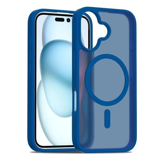 Luxmo Case TPU + PC Polycarbonate Hybrid Back Case for iPhone 16 (6.1-Blue)  Wireless Charging Compatible  3X Military Grade Shockproof Protection  Anti-Scratch Soft-Touch Finish with Microfiber