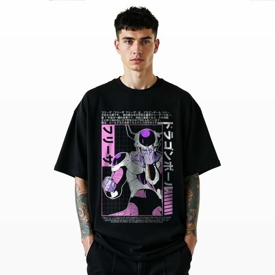 AKSAUHINI Urban Oversized T Shirt  Frieza Anime Streetwear | Dragon Ball Z Graphic Tee
