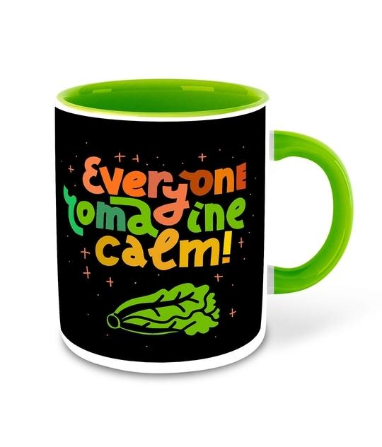 Whats Your Kick Gardening Theme Everone Come In Calm Printed Light Green Ceramic Coffee and Tea Mug 325 ml