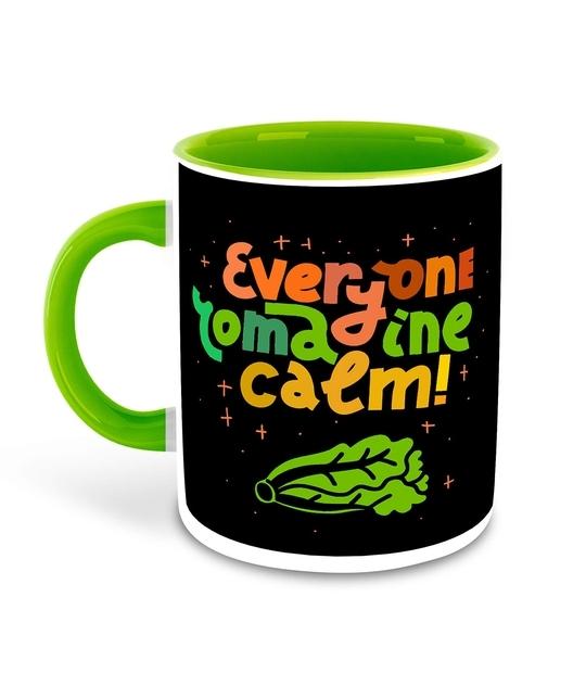 Whats Your Kick Gardening Theme Everone Come In Calm Printed Light Green Ceramic Coffee and Tea Mug 325 ml