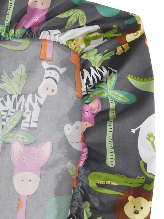 Klotthe Multicolor Cartoon Characters 300 TC Cotton Blend Fitted Double Bedsheet Set in Book Fold Packing