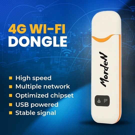 Morden 4G LTE WiFi USB Dongle Stick with All SIM Network Support, Plug & Play 4G Data Card with up to 150Mbps Data Speed (White), tri_Band (T708)