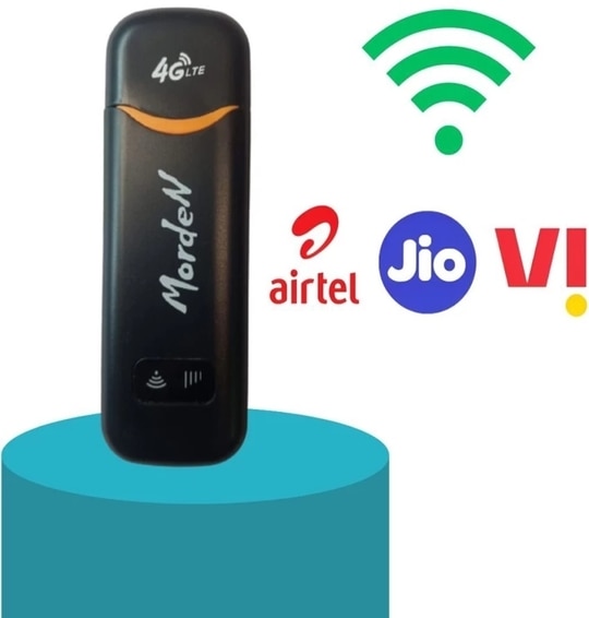 Morden 4G LTE WiFi Dongle with All SIM 4G,5G Network Support, 5+ Person Use Same Dongle, Speed 100Mbps Plug & Play Sim Insert Data Card (Black), BSNL SIm not Supported