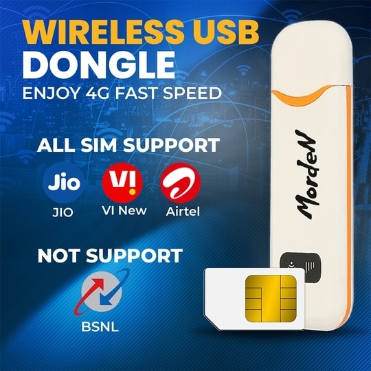 Morden 4G LTE WiFi USB Dongle Stick with All SIM Network Support, Plug & Play 4G Data Card with up to 150Mbps Data Speed (White), tri_Band (T708)