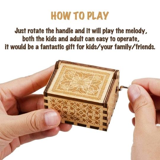 EITHEO Wooden Uniq Carved Hand Crank Happy-Birthday-Multi Theme Music Box
