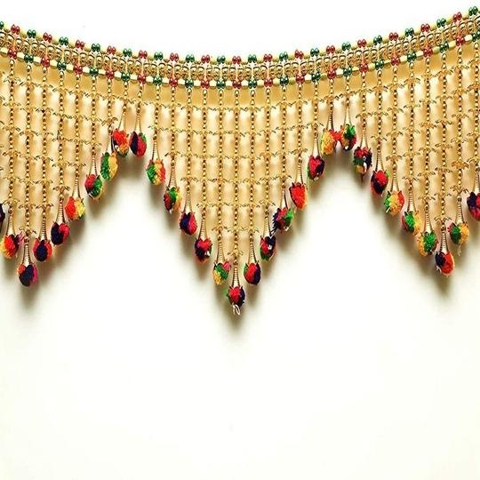 The Art Hub pratham enterprises Handmade jaali toran with pumpum for Main Door Multi Colour for Home Door Decor Size 3 feet bandhanwar toran Festiv...