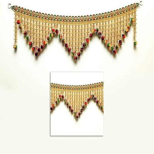 The Art Hub pratham enterprises Handmade jaali toran with pumpum for Main Door Multi Colour for Home Door Decor Size 3 feet bandhanwar toran Festiv...