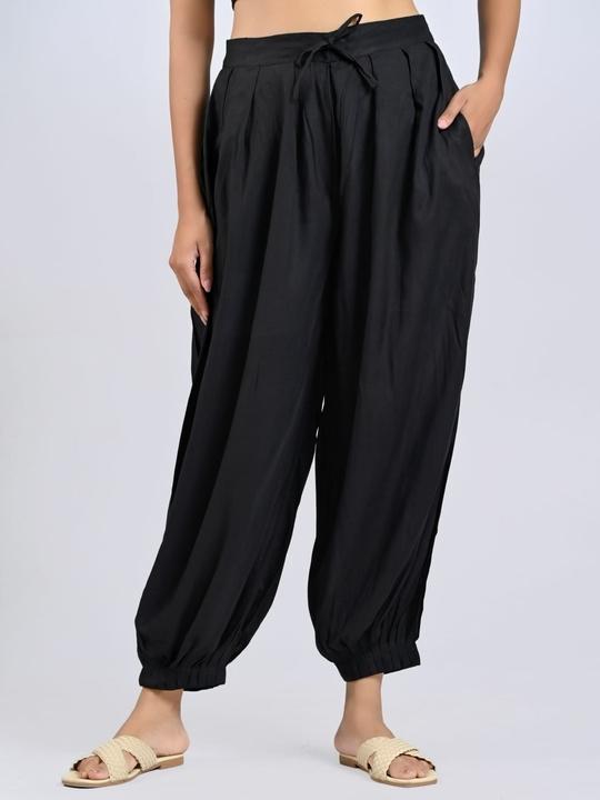 Mirayya Women Casual Solid Pattern Relaxed Fit Loose Lightweight Flowy Summer Yoga Ethnic Chic Boho Bliss Gypsy Soul Bohemian Flow Harem Pant -Black