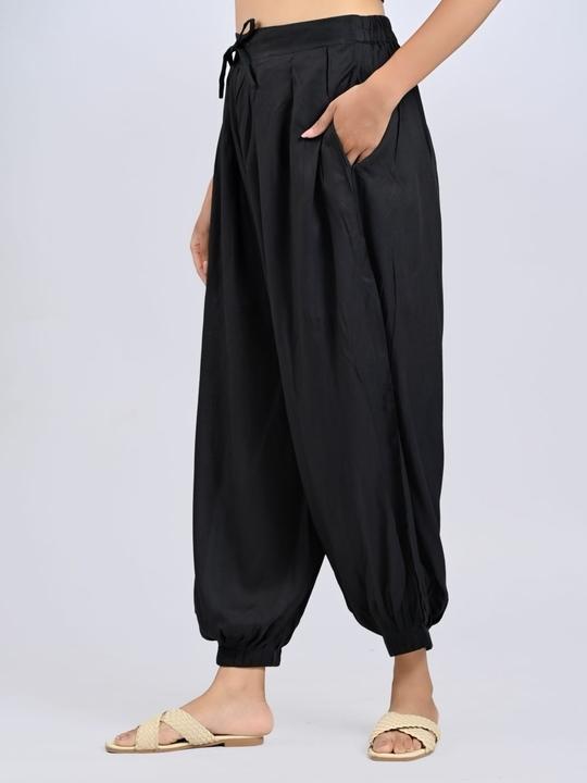 Mirayya Women Casual Solid Pattern Relaxed Fit Loose Lightweight Flowy Summer Yoga Ethnic Chic Boho Bliss Gypsy Soul Bohemian Flow Harem Pant -Black
