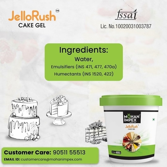 MOHAN IMPEX Cake Gel 800 gm | Professional Cake Improver, Emulsifier & Stabilizer | Ideal for Neutral Glazing, Soft Sponge Texture, Toppings & Cake Decoration