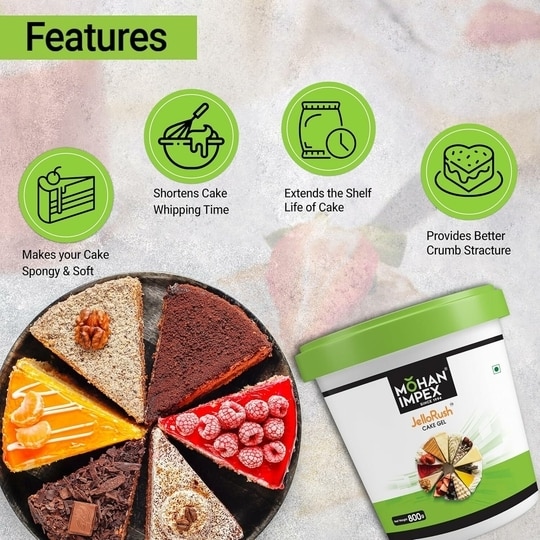 MOHAN IMPEX Cake Gel 800 gm | Professional Cake Improver, Emulsifier & Stabilizer | Ideal for Neutral Glazing, Soft Sponge Texture, Toppings & Cake Decoration