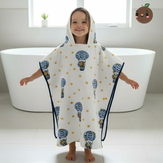 LITTLE CHIKU Hooded Towels for Kids | Soft Cotton Absorbent Bath Poncho with Cute Print | Cozy Hooded Towel for Babies and Toddlers (Design-2)