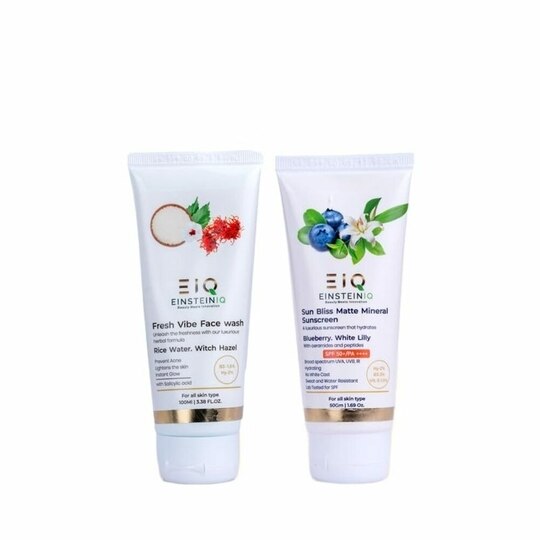EIQ - EINSTEINIQ Fresh Vibe Face Wash + EINSTEINIQ Sunbliss Matte Mineral (Zn) based Sunscreen with SPF 50PA ++++ (100ml)+(50g).