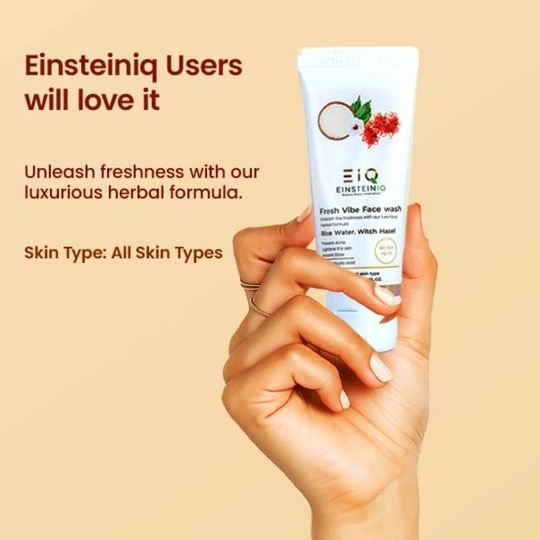 EIQ - EINSTEINIQ Fresh Vibe Face Wash with Rice Water & Witch Hazel | 1.5% Niacinamide, 2% Hyaluronic Acid & .5% Salicylic Acid | Deep Cleansing Formula for Clear Refreshed Skin | Removes Dirt, Oil & Impurities | Non-Drying | 100% Vegan | All Skin Types