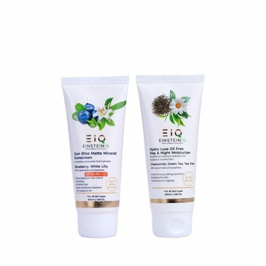 EIQ - EINSTEINIQ Moisturizer + Sunscreen | Day Care Essentials Combo for Hydration & UV Protection | Lightweight, Non-Greasy, Daily Use | All Skin Types