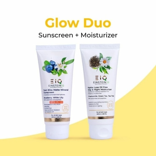 EIQ - EINSTEINIQ Moisturizer + Sunscreen | Day Care Essentials Combo for Hydration & UV Protection | Lightweight, Non-Greasy, Daily Use | All Skin Types