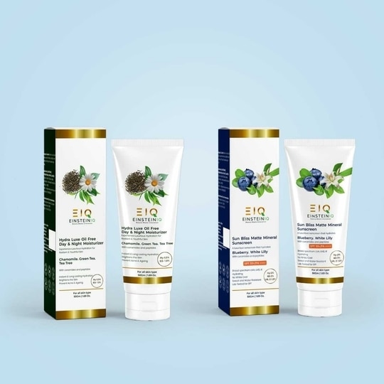 EIQ - EINSTEINIQ Moisturizer + Sunscreen | Day Care Essentials Combo for Hydration & UV Protection | Lightweight, Non-Greasy, Daily Use | All Skin Types