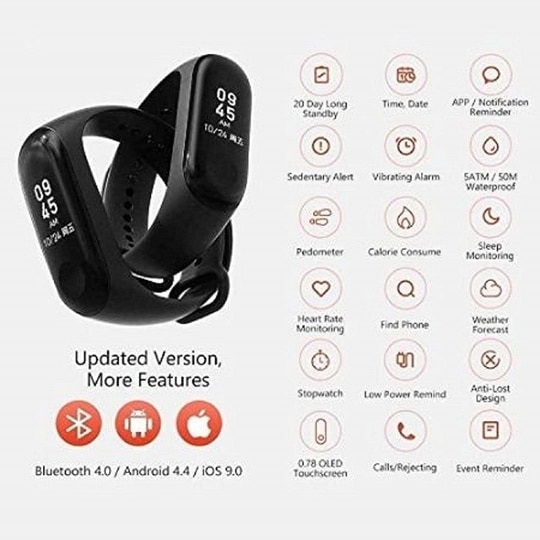 PunnkFunnk M4 Smart Band All Android & iOS Devices