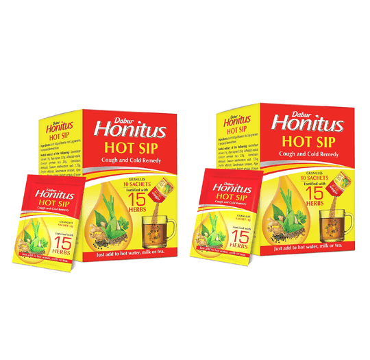 Dabur Honitus Hot Sip - 60 Sachets (4g each) | Pack of 2 (30 Sachets per Box) | 100% Ayurvedic Kadha for Cough, Cold & Sore Throat Relief | Natural Immunity Booster