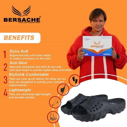 Bersache Extra Soft  Regular wear with Flexibility Sandal for Men's & Boy's Black (6172)