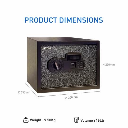 Ozone Safe Locker for Home | Safilo Bio Z+ 16 Litre | Ozone Digital Lock | Ozone Locker Safe For Home | Master & User PIN Code Access | Fingerprint Lock | Silver and Black