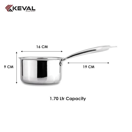 KEVAL TRIPALY Saucepan/Cookfresh Triply Saucepan with Pouring Spout & Handle
