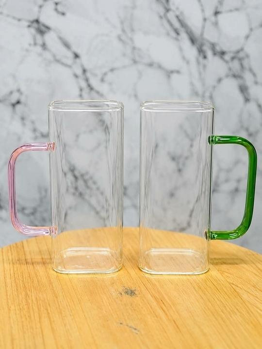 RAMAFORTALEZA 2 Pcs Premium Glass Drinking Mug with Reusable Straw, Square Transparent Juice Cup, Coffee Tea Water Beverage Glass Tumbler