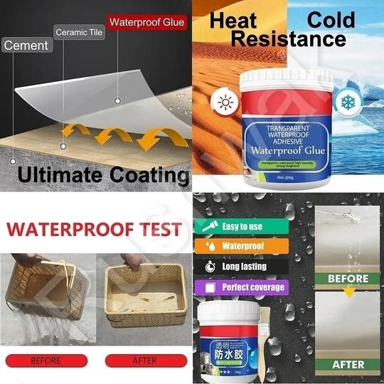 Hanukart Transparent Waterproof Glue for Leakage, Epoxy Resin for Flooring, Crack Seal Agent Waterproofing for Roof Leakage Solution Indoor Outdoor Waterproof Adhesive Sealan