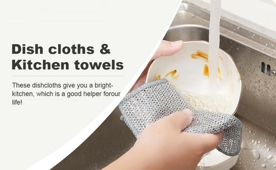 Hearch Non-Scratch Wire Dishcloth,Multipurpose Wire Dishwashing Rags for Wet and Dry, Easy Rinsing, Reusable,Sinks,Reuseable Cleaning Cloths