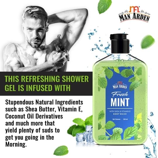 Man Arden Fresh Mint Luxury Body Wash Infused With Shea Butter & Vitamin E, 250ml