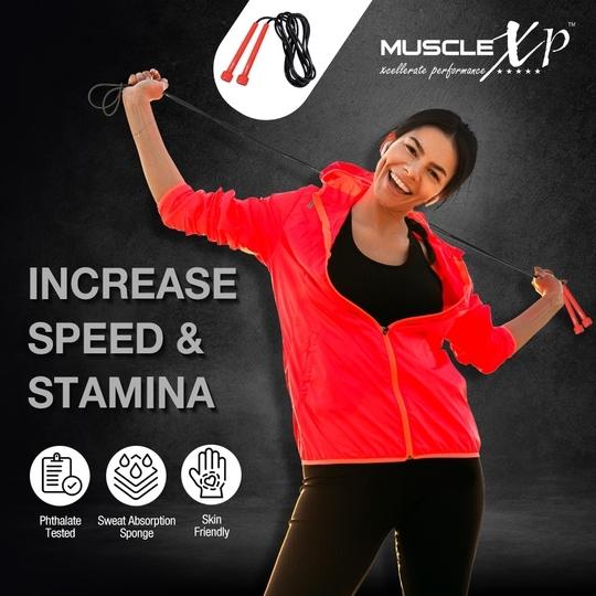 MuscleXP Skipping Rope (Jumping Rope) for Men, Women & Children, Tangle Free Jumping Rope for Kids (Orange / Black)