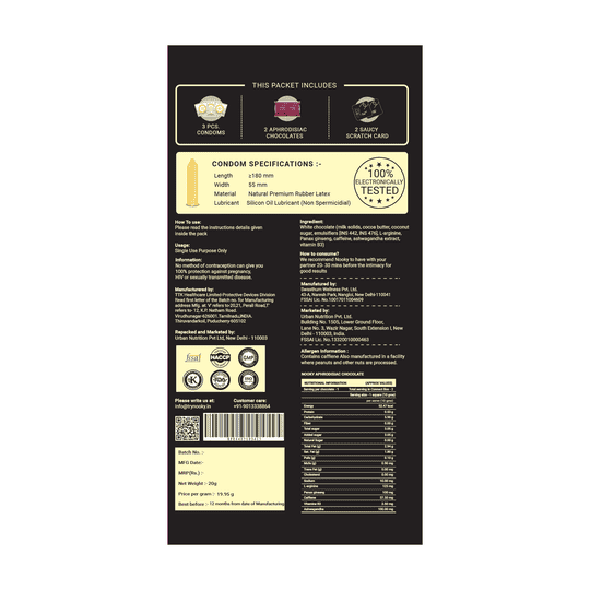 Nooky Connect Condom Kit (3-in-1) - Chocolate, Condoms & Mood Cards for couples