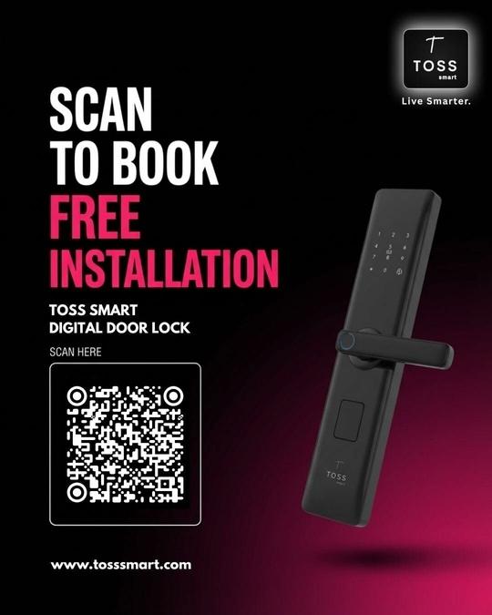 Toss Smart Door Lock | Fingerprint + PIN + App Unlock | Digital Keyless Lock for Main Door | WiFi Enabled | Auto Lock & Alarm Security | Free Installation
