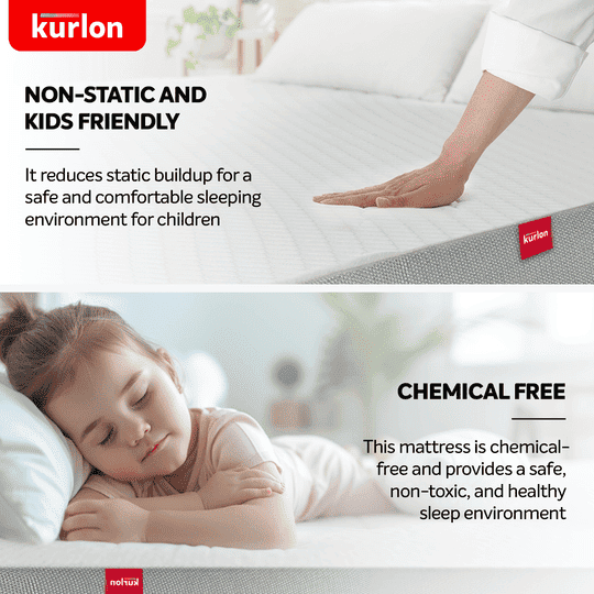Kurl-On Orthopedic Mattress | High Density (HR) Foam | Memory Foam | Medium Firm | Back & Spine Support | King Size Mattress | 78x72x8 | 10 Yrs Warranty