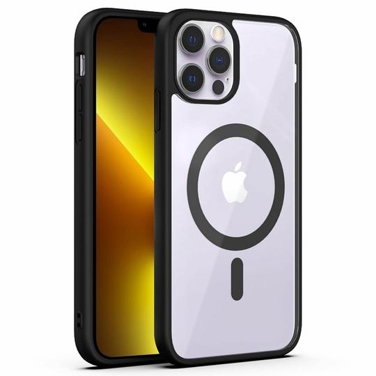 SYOTT Magnetic Clear Case for Apple iPhone 13 Pro Max| MagSafe Compatible Shockproof TPU Back Cover | Wireless Charging Support | Scratch & Drop Protection |Black Transparent