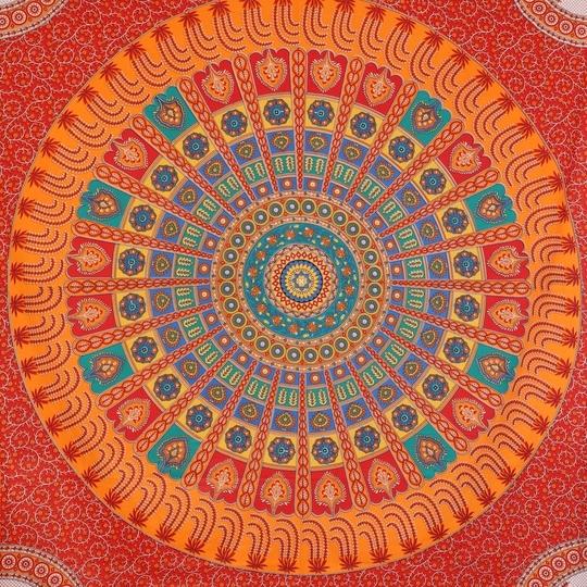 UniqChoice Orange Cotton Jaipuri Double Bedsheet with 2 Pillow Cover 215 x 240 cm (3_ Orange_ 89)