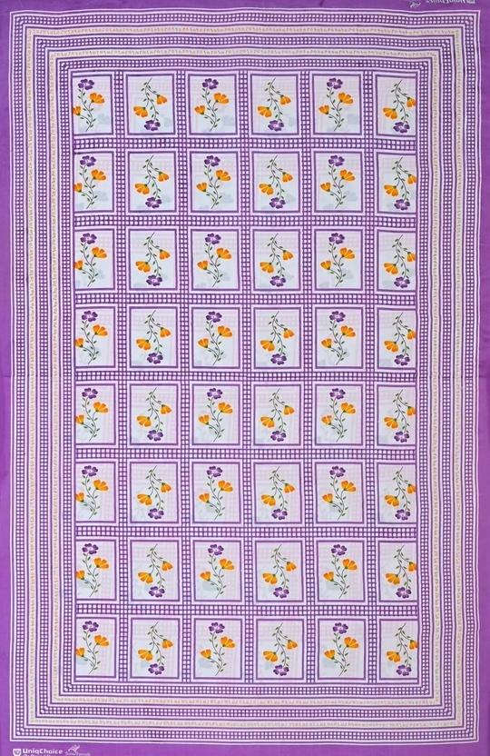 UniqChoice Purple 100% Cotton Single Bedsheet With 1 Pillow Cover(1+ 1_ Single_ Bombay_ Purple)