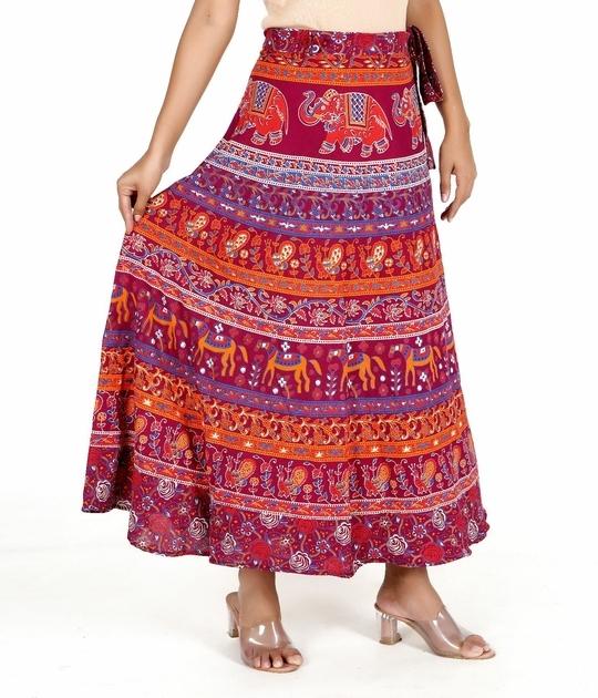Rangun Maroon 100% Cotton Women Printed WrapAround(Skirts),WA_1078_Naptol_Maroon