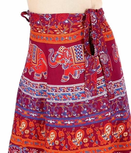 Rangun Maroon 100% Cotton Women Printed WrapAround(Skirts),WA_1078_Naptol_Maroon